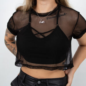 Crop Top Malla - Negro